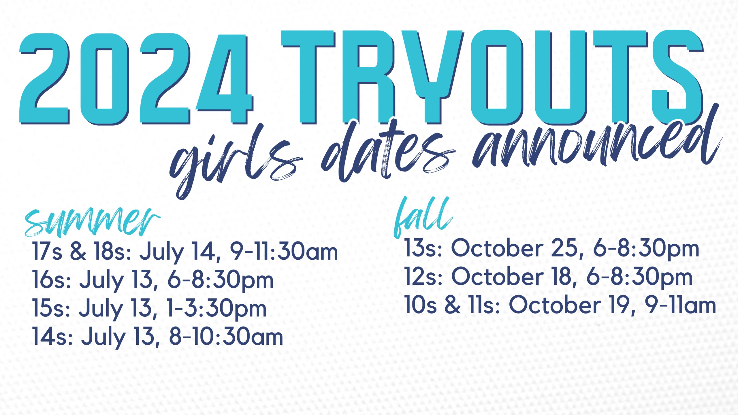 2024-25 Tentative Girls Tryout Dates Announced